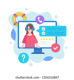 Customer service concept. Vector illustration. Support, call center, online help, technical support. Modern flat design graphic elements for websites, web pages, templates, infographics, web banners