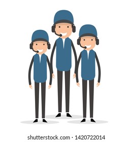 customer service crew standing vector illustration