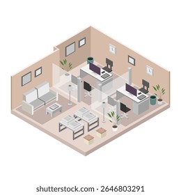 Customer service department isometric on white background