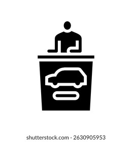 customer service desk car dealership glyph icon vector. customer service desk car dealership sign. isolated symbol illustration