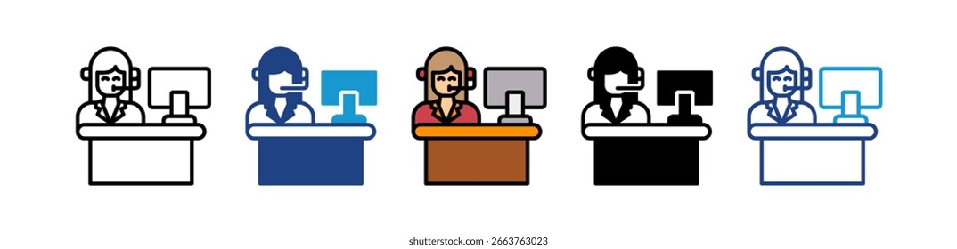 Ilustração de vetor múltiplo do ícone do Customer Service Desk