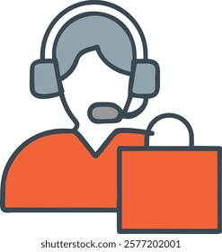 Customer Service Desk Icon for Support and Interaction, Ideal for Corporate Concepts