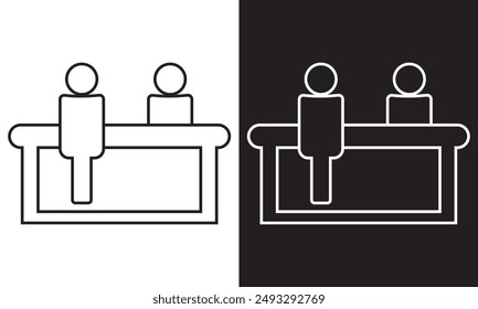 Customer service desk vector icon. Reception symbol for graphic design, logo, mobile app, ui,  web site, social media . isolated on white and black background. EPS 10
