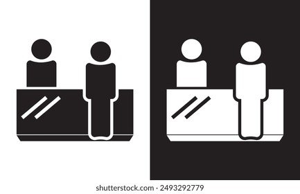 Icono de Vector de Servicio al cliente. Símbolo de recepción para Diseño gráfico, logotipo, App móvil, ui, Sitio web, redes sociales . aislado sobre fondo blanco y negro. EPS 10
