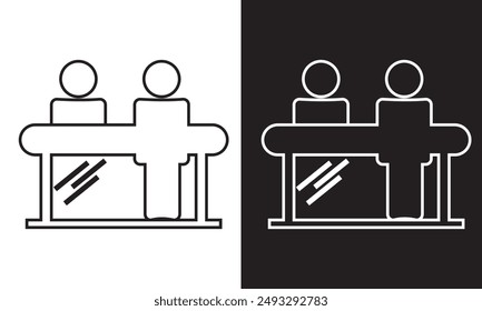 Customer service desk vector icon. Reception symbol for graphic design, logo, mobile app, ui,  web site, social media . isolated on white and black background. EPS 10