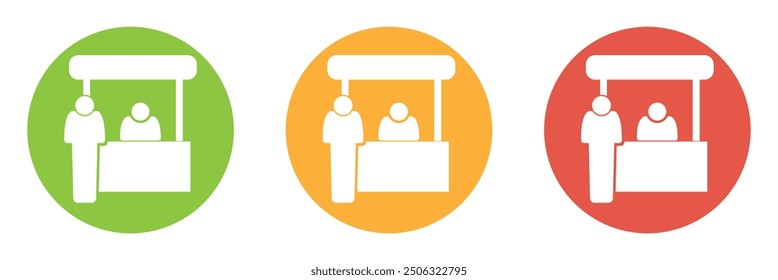 Customer service desk vector icon. Counter symbol on white background . Vector illustration.
