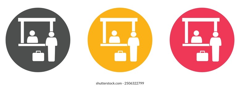 Customer service desk vector icon. Counter symbol on white background . Vector illustration.