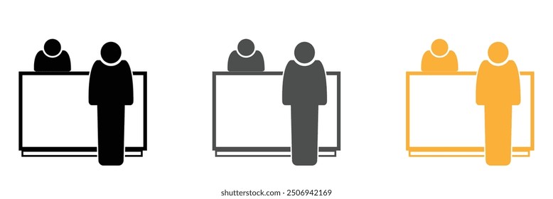 Icono de Vector de escritorio de Servicio al cliente. Símbolo de contador sobre fondo blanco . Ilustración vectorial.