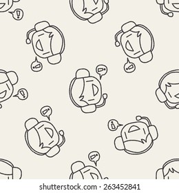 Customer service doodle drawing seamless pattern background