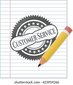 Customer Service emblem with pencil effect