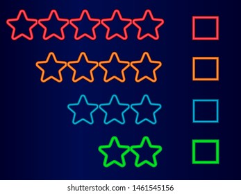 Customer service experience and satisfaction survey concept. Five star rating for web or app. Buttons for sites. Feedback concept. Vector illustration.