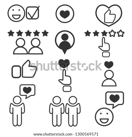 Customer service and feedback icons set. Vector illustration.