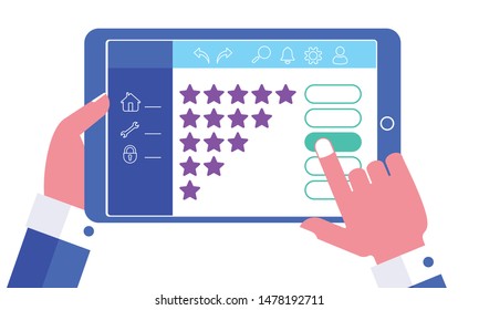 Customer Service Feedback Interface Concept. Client satisfaction. Vector image, flat design, white background.