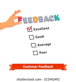 Customer service feedback survey logo. Flat style vector illustration isolated on white background.