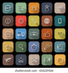 Customer service flat icons with long shadow, stock vector