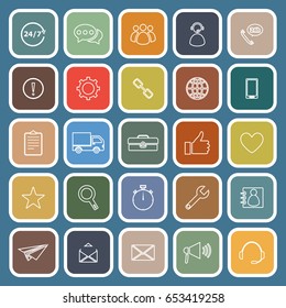 Customer service flat icons on blue background, stock vector