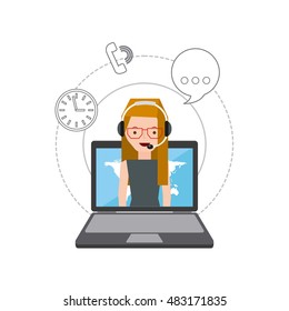 customer service flat icons vector illustration design