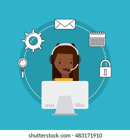 customer service flat icons vector illustration design