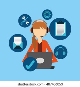 customer service flat icons vector illustration design