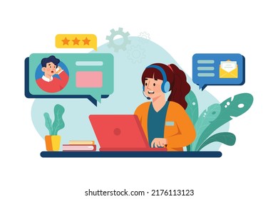 Customer Service flat illustration concept on white background