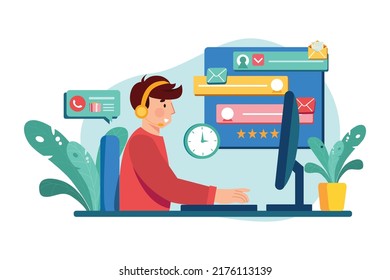 Customer Service flat illustration concept on white background