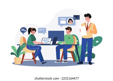 Customer Service flat illustration concept on white background