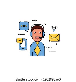 Customer service flat outline illustration. Easy to edit with vector file. Can use for your creative content. Especially about business and profession.