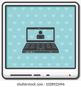 Customer service flat vector icon. Laptop illustration.