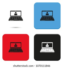 Customer service flat vector icon. Laptop illustration.