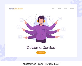 Customer service flat vector illustration concept, can be used for landing page, ui, web, app intro card, editorial, flyer, and banner.