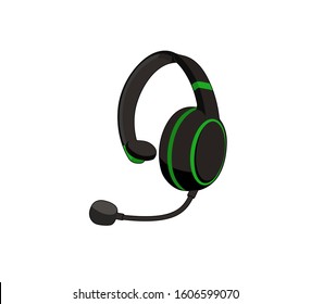 Customer service or gamer headset. Headphone with microphone. Vector graphic illustration. Isolated