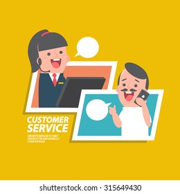 Customer service girl - Vector Illustration