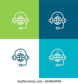 Customer service green and blue material color minimal icon or logo design