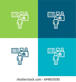 Customer service green and blue material color minimal icon or logo design