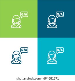 Customer service green and blue material color minimal icon or logo design