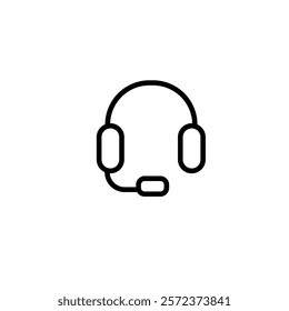 Customer service and headphone icon minimalist vector, office stationery. Simple outline shape, sign symbol line art