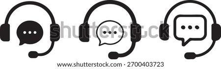 Customer Service Headset Chat Icons in Minimal Line Style