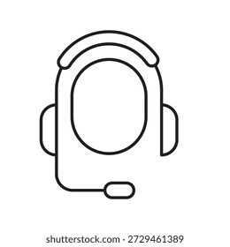 Icono de contorno de trazo editable de auriculares de Servicio al cliente, Icono de contorno editable de auriculares de centro de llamadas para Web y App..eps