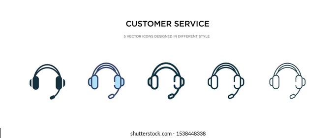 customer service headset icon in different style vector illustration. two colored and black customer service headset vector icons designed in filled, outline, line and stroke style can be used for