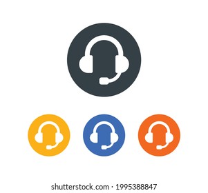 Customer service headset icon on white background.