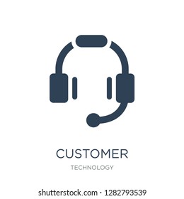 customer service headset icon vector on white background, customer service headset trendy filled icons from Technology collection, customer service headset vector illustration