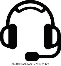 Headset-Symbolvektor für den Kundendienst Umrisssymbol eines Headsets für den Kundendienst, das den technischen Support, Anrufer und die Audiokommunikation symbolisiert.