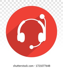 Customer service headset / Customer support earphone flat icon for apps and websites