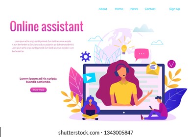 Customer service, hotline  for web page, banner, presentation, social media concept. Online global technical support. Online assistant vector illustration.