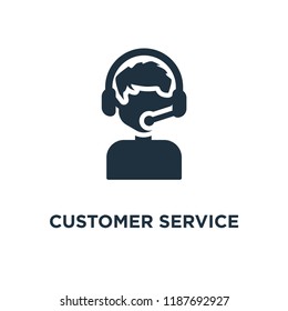 Customer service icon. Black filled vector illustration. Customer service symbol on white background. Can be used in web and mobile.