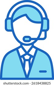 Customer Service Icon Blue Vector Illustration