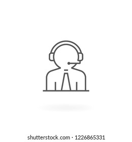 Customer service icon. Call center worker with headset. Support manager icon, Hotline support service