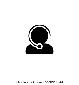 Customer Service Icon. Call center operator icon. User With Headphone sign. Clients care service. Website manager. Vector illustration.