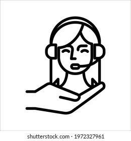 Customer service icon. call center agent. vector illustration on white background. color editable