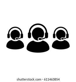 Customer Service Icon - Call Center Operator Wearing Headphone Avatar in Glyph Vector illustration